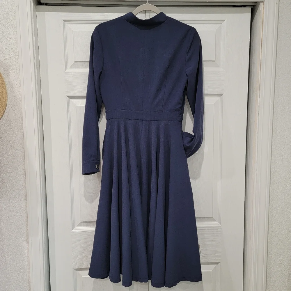 Women's Blue Vintage-inpired 1950s Swing Dress - Picture 3 of 6